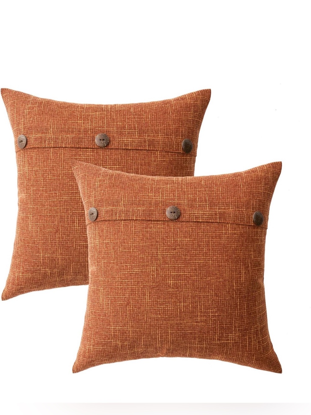MIULEE Set of 2 Linen Rust Throw Pillow Covers Only, Farmhouse 20x20